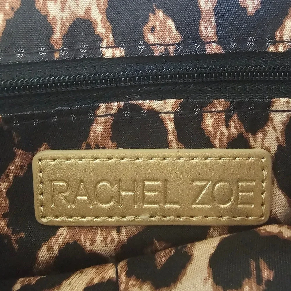 NWT Rachel Zoe Angelica Shoulder‎ Bag Purse Bone Beige Tufted Gold Chain Leopard - Picture 2 of 10